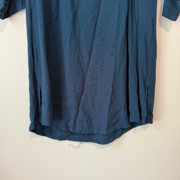 Blue Embroidered 3/4 Sleeve Tunic Top Large - Picture 5 of 5